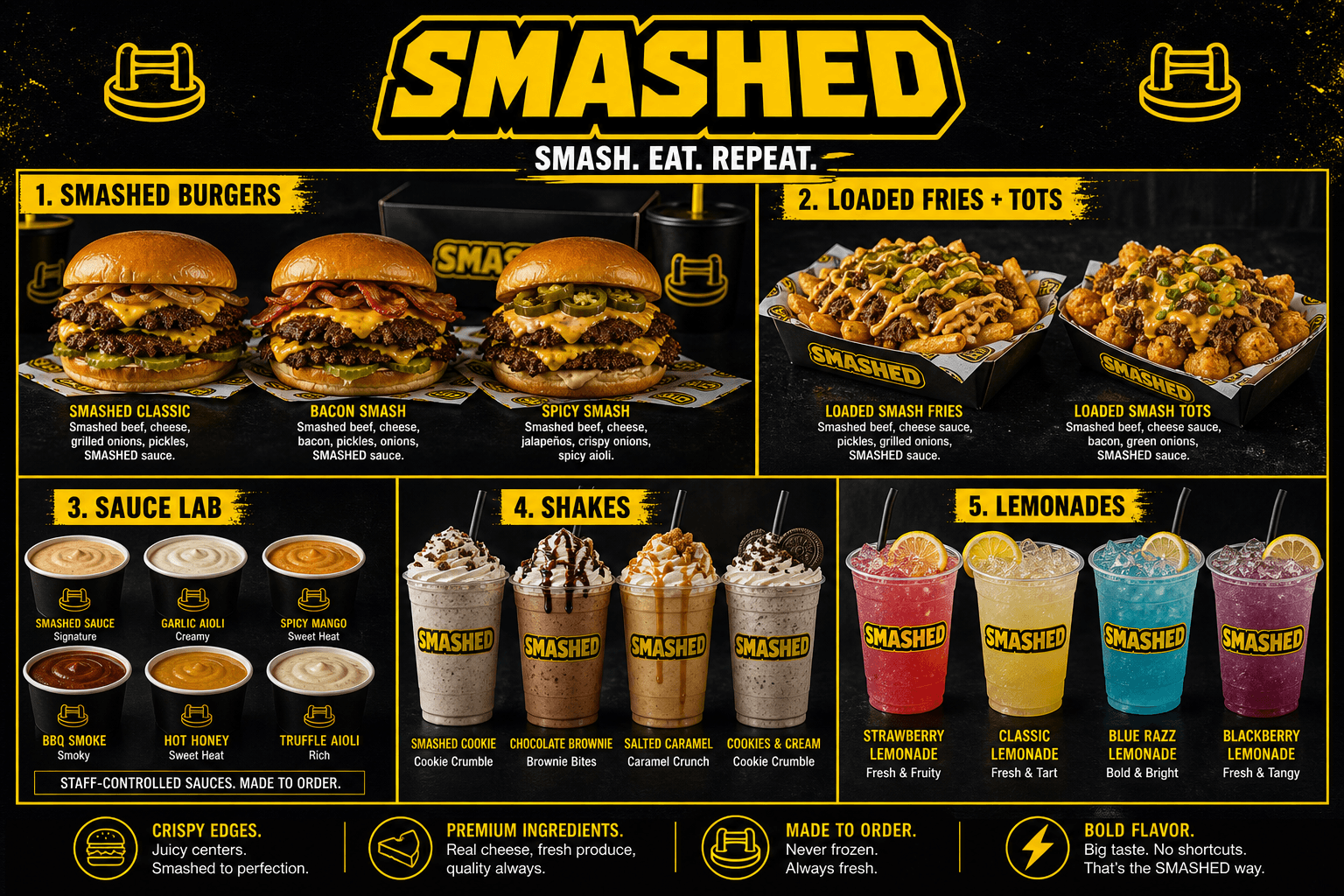 SMASHED catering food spread inspiration